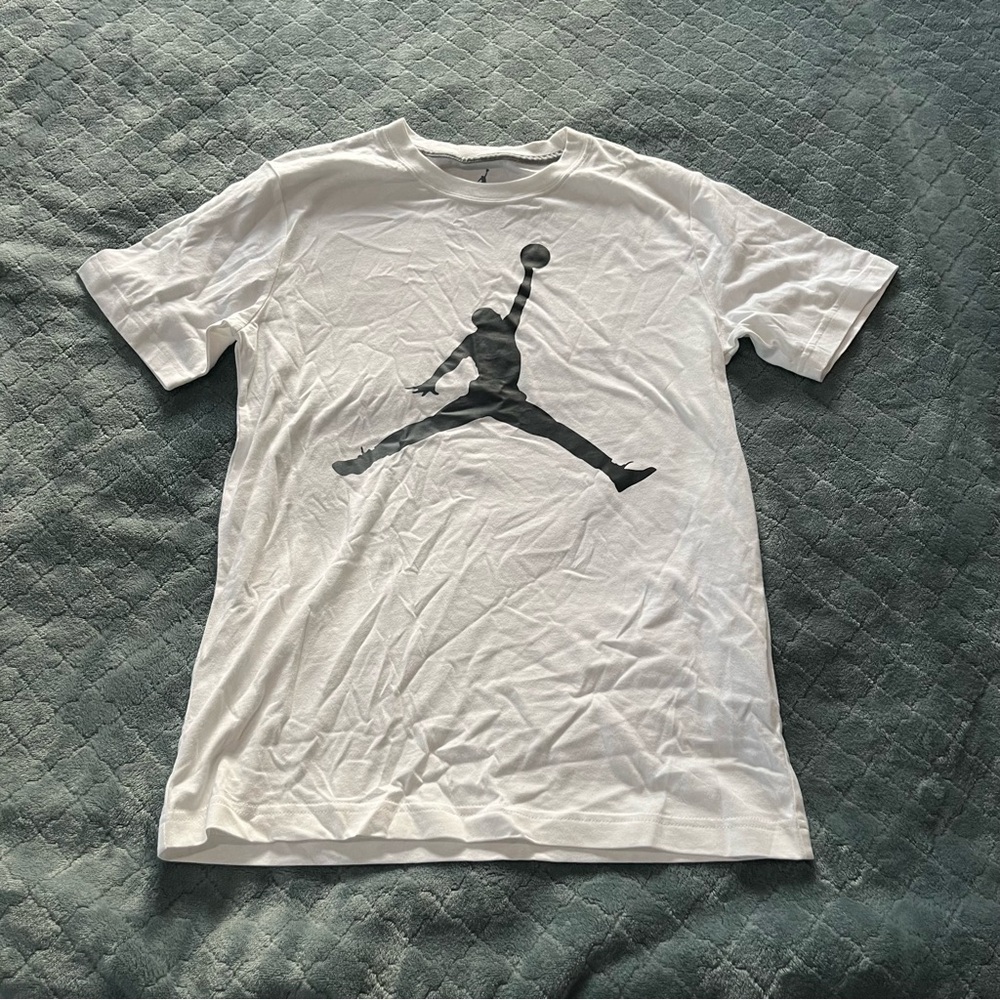 Jordan Boys Jumpman Logo T-Shirt White Black Short Sleeve‎ Crewneck Size Large L